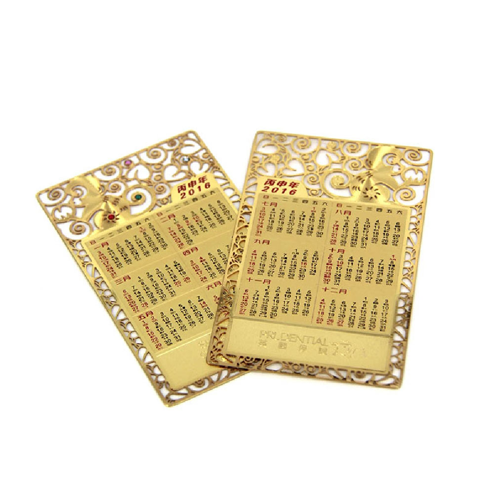 Gold Plated Calendar Card with Crystal Stone